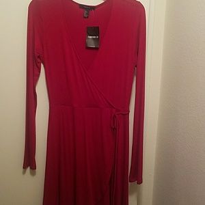 Red wrap dress